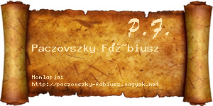 Paczovszky Fábiusz névjegykártya